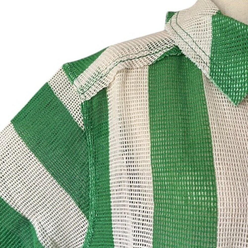 WE THE FREE Del Mar Cabana Button Down Cover Up Shirt Striped Green White Small - Picture 6 of 16
